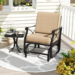 Tangkula Patio Glider Rocking Chair with Metal Frame and Thick Cushions