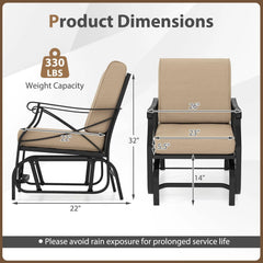Tangkula Patio Glider Rocking Chair with Metal Frame and Thick Cushions